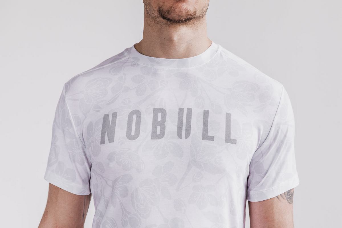 Nobull Men's T Shirts White Pink | Australia (CR3042)